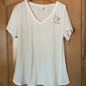 LuLaRoe Christy top white with sweet little dino print - like new